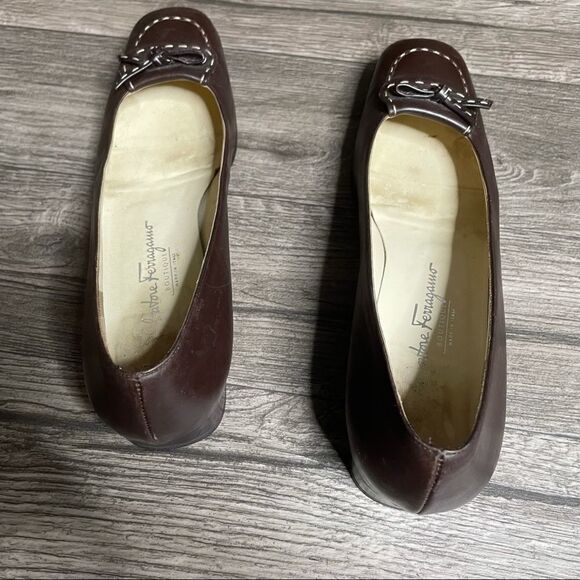 SALVATORE FERRAGAMO vintage Contrast Stitch Bow Flat - Picture 8 of 9